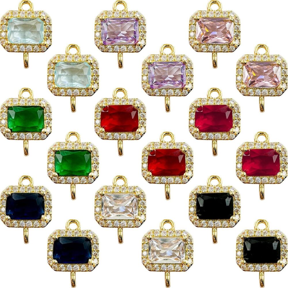 1210 18Pcs Rectangular Birthstone Connectors Links Charms Around Full